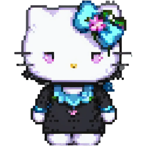 Hello Kitty character, simple and cute pixel art emoji