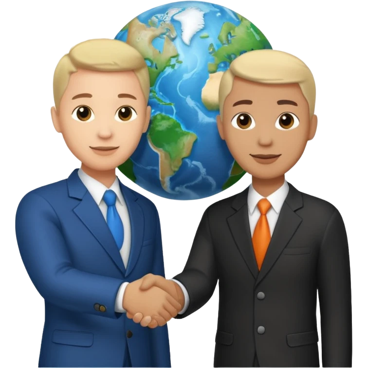 Shake hands and a globe showing negotiation of climate change with accurate image showing environment not just 2 person in a pic emoji