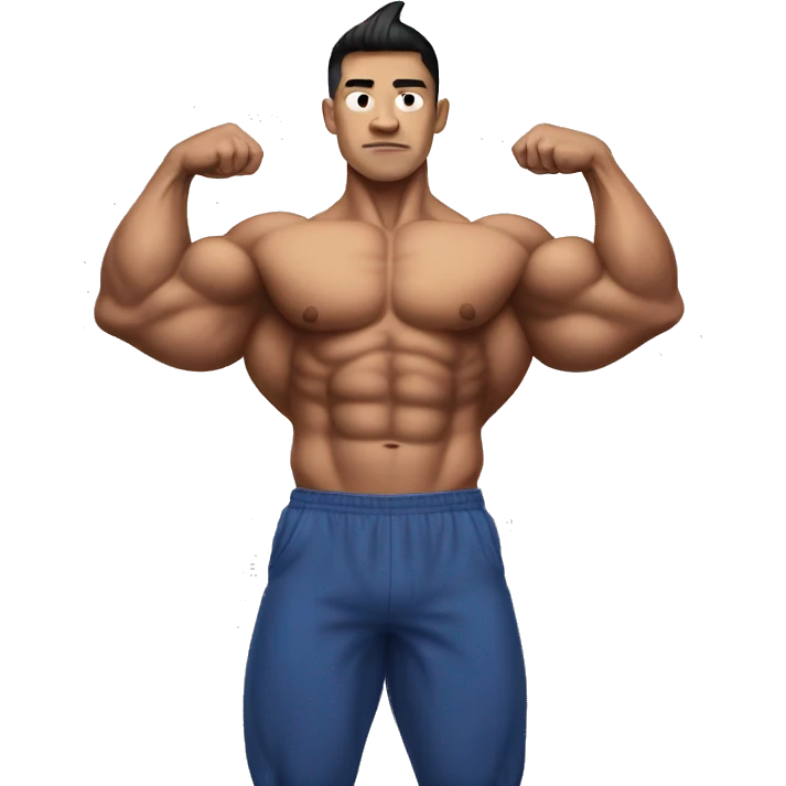 asian bodybuilder doing front double biceps emoji