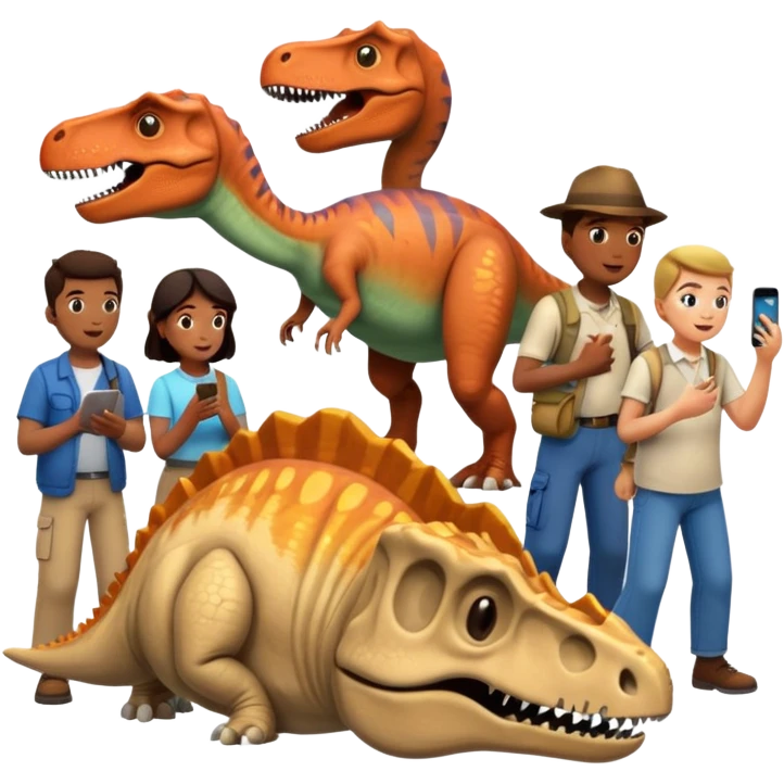 people exploring the dinosaure's gallery
 emoji