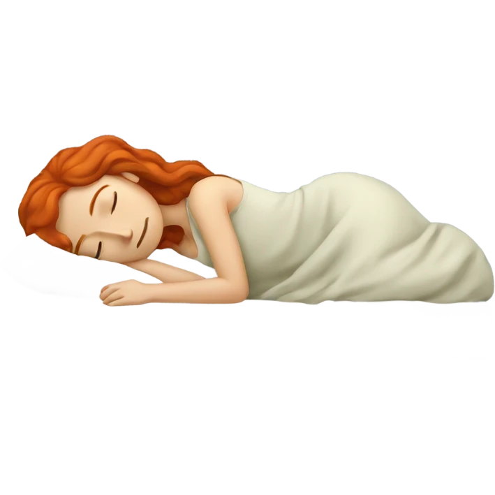 Redhead woman sleeping in bed emoji
