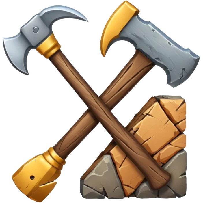 Deux éléments qui fusionnent : deux icônes (ex. bois + pierre) avec une flèche ou un “+” vers un 3ᵉ élément (ex. hache) → l’idée de merge sans limite. emoji
