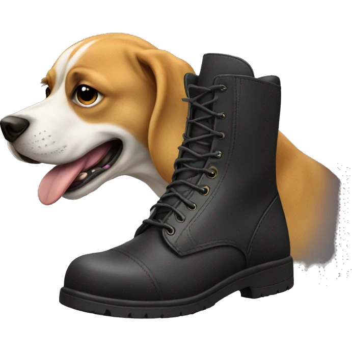 Dog licking combat boot emoji