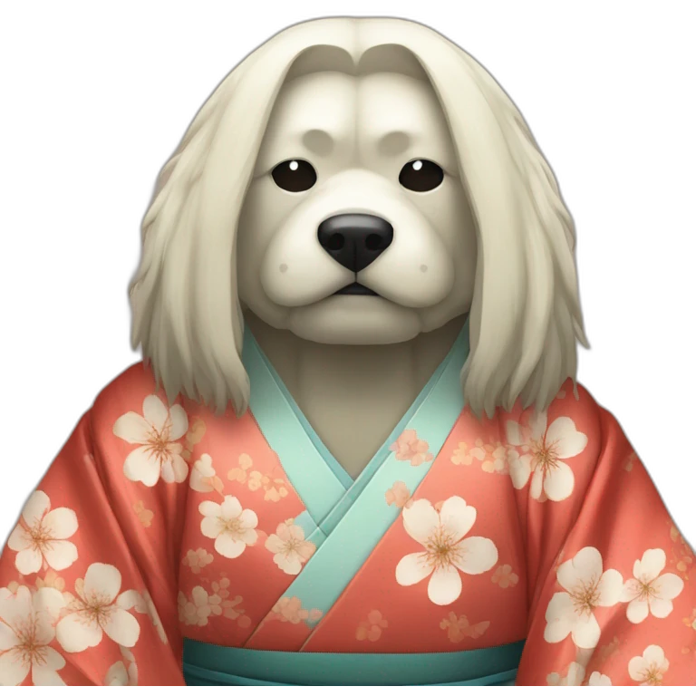 wearing-noh-doggy-mask-longhair-massive-guy-japanese-kimono emoji