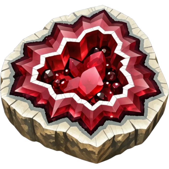 Natural crystal ruby-garnet-blood-obsidian-geode emoji