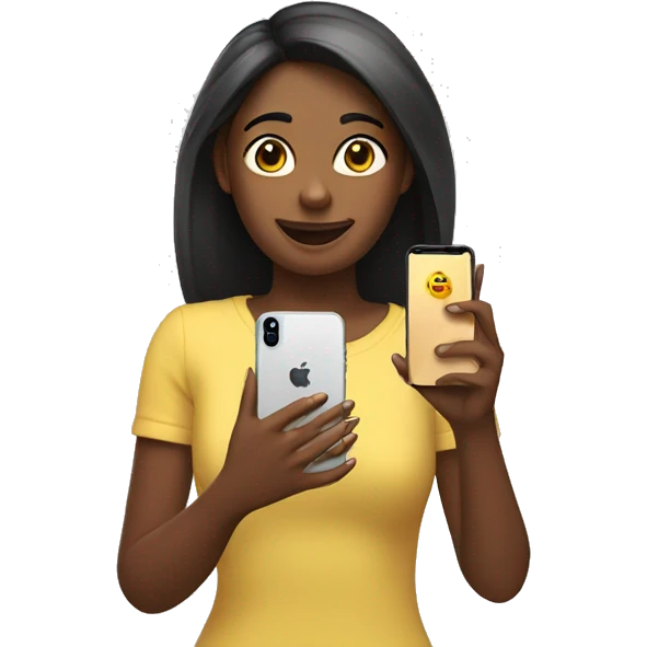 Chica con un iPhone en la mano  emoji