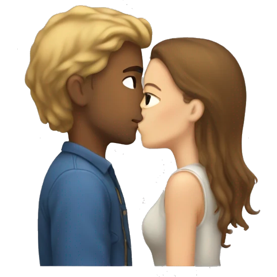 Colored bf kissing white girl with brown hair  emoji