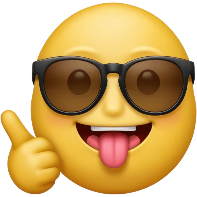 Fassa um emoji simples aquele da carinha amarelo de óculos escuro dando uma língua bem ofensiva e mostrando o dedo do meio da mesma forma. Tá mais ou menos do jeito que eu quero óculos preto totalmente e um dedo do meio com a mão ao contrario  emoji