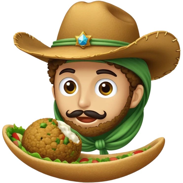 a green falafel wearing a cowboy hat emoji