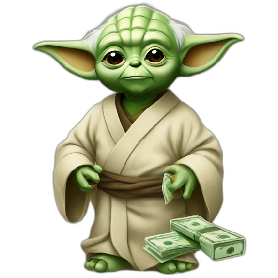 Yoda with money emoji