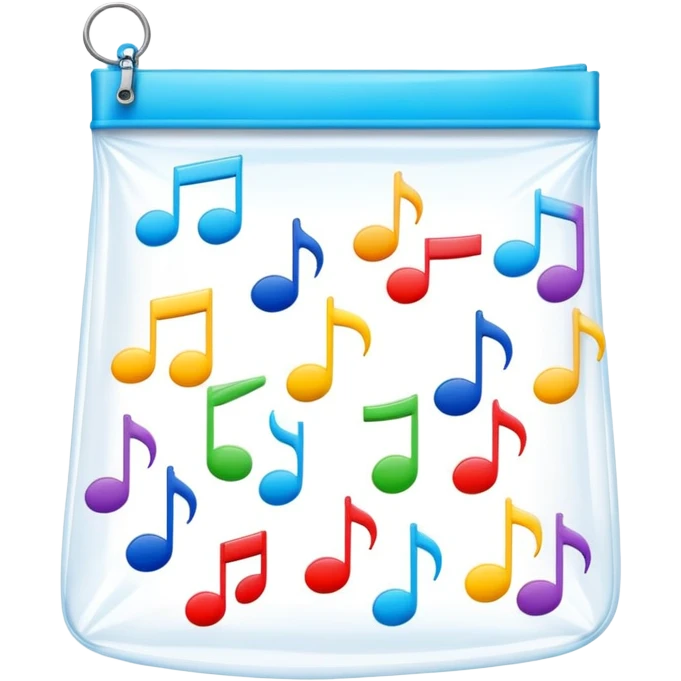 ziplock bag with several colorful music notes inside emoji