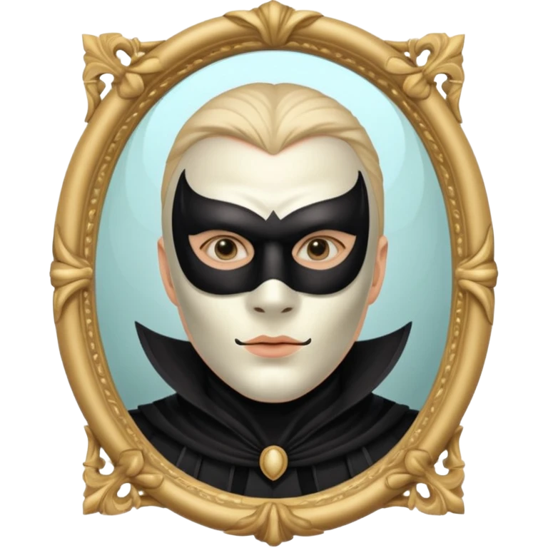 Spooky killer on mask on fancy mirror behind man emoji