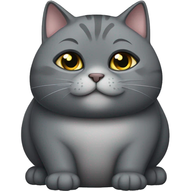 A fat grey dark grey tabi cat emoji