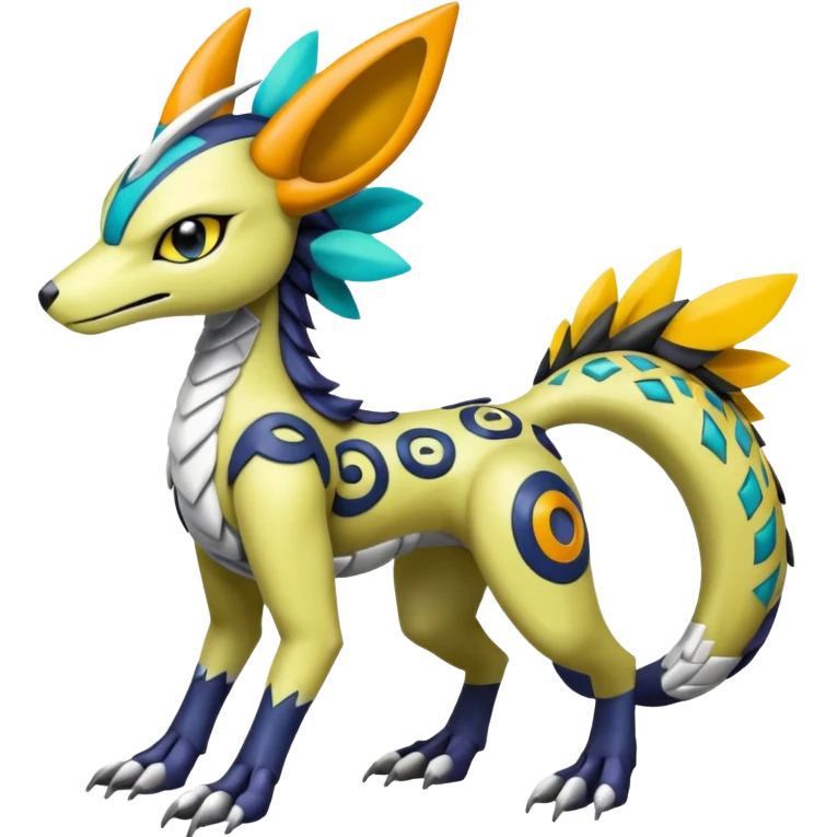 Colorful Meloetta-Wargreymon-Sergal-Pokémon-Digimon-Fakémon-fusion-hybrid-creature emoji