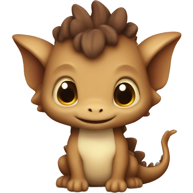 Petit dragon marron et beige tout mignon emoji