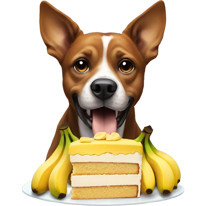 Dog eat cake with bananas emoji
