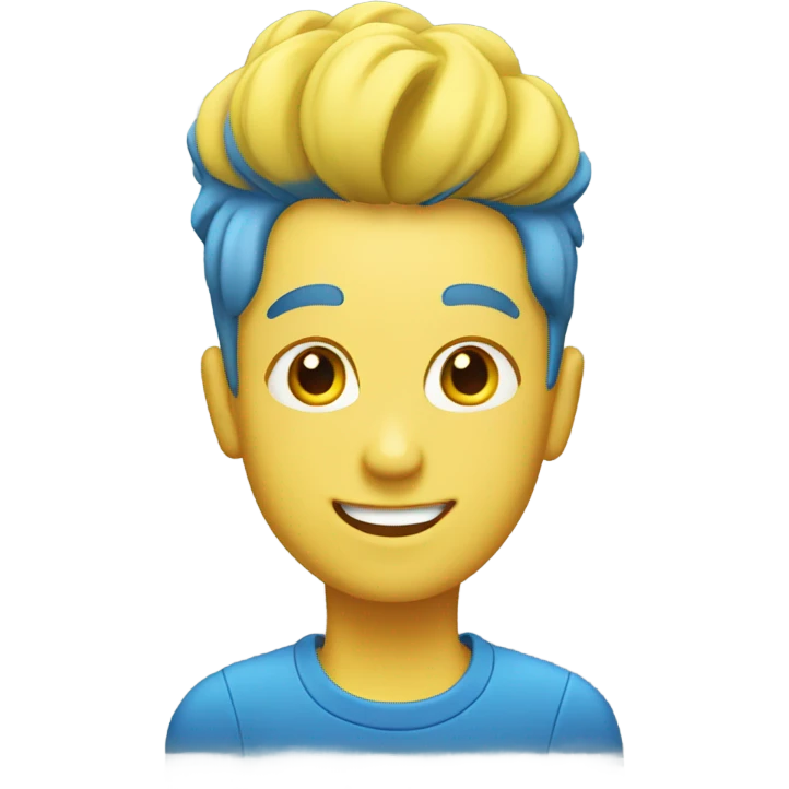 yellow joy emoji face with short blue hair quiff emoji
