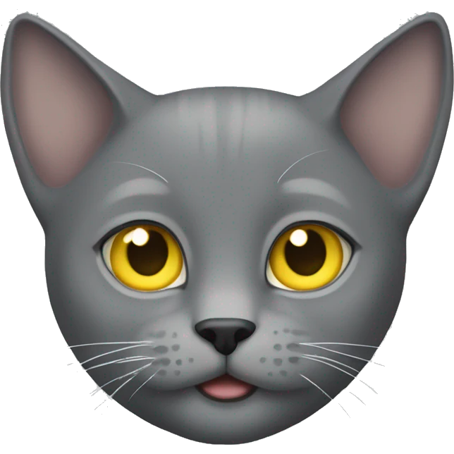 Grey cat with white paws and white belly, and yellow eyes emoji