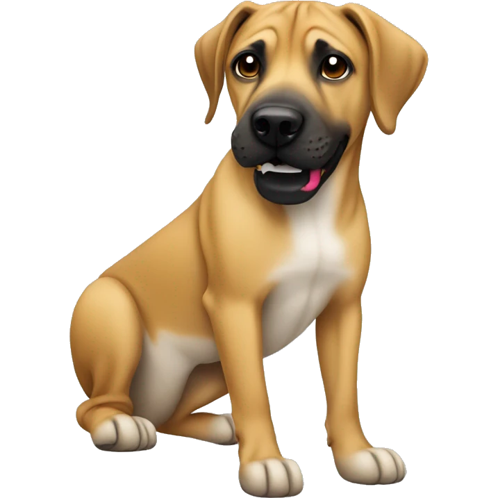 Black Mouth cur dog using a camera emoji