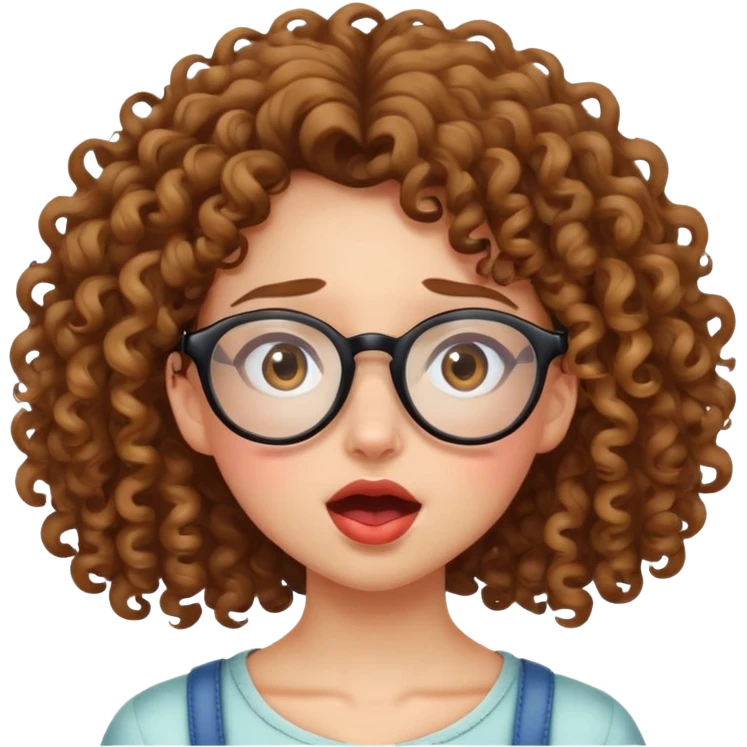 Curly hair girl with spectacles drooling emoji