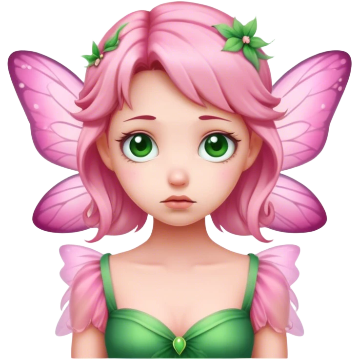 pink fairy in green dress saddest emoji