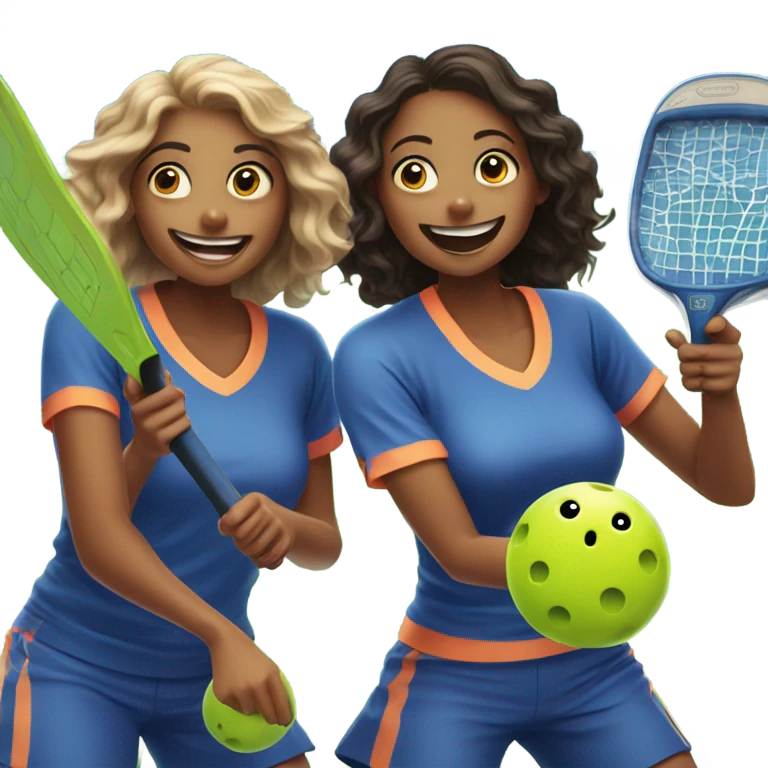 Four girls playing pickleball emoji
