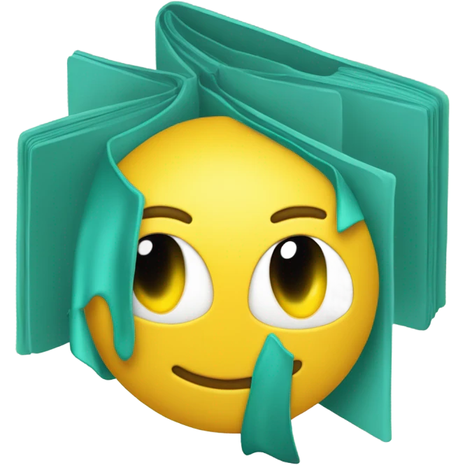 A flat, minimalist emoji-style illustration of a teal hardcover book labeled “DSM-5-TR” with clean white text and a yellow smiley face icon emoji