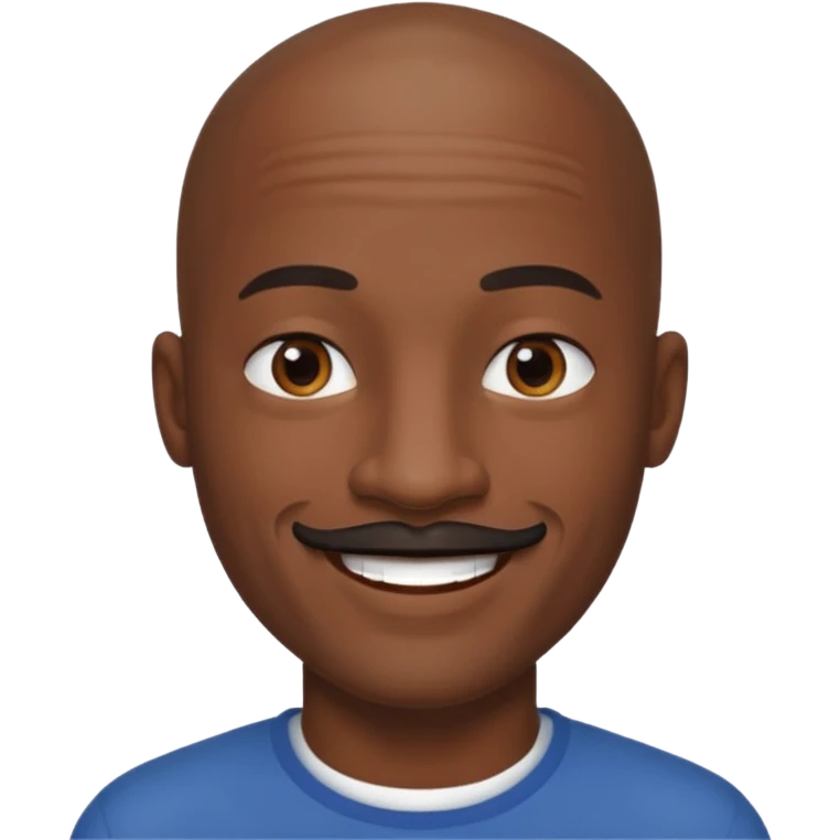 a tall dark hansome black man shaved head thin mustash emoji