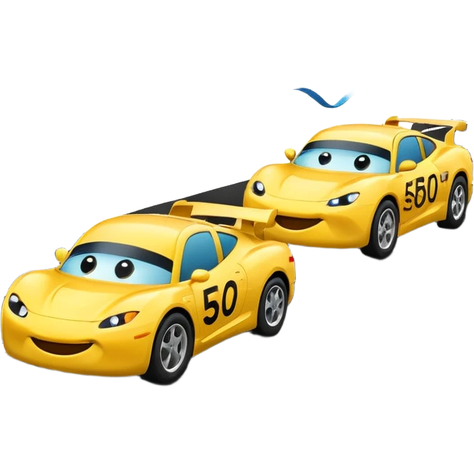 Two emoji-style cars racing toward a finish line labeled “$20K”, one labeled “$500/mo” and the other “$1000/mo”, energetic motion and speed lines emoji