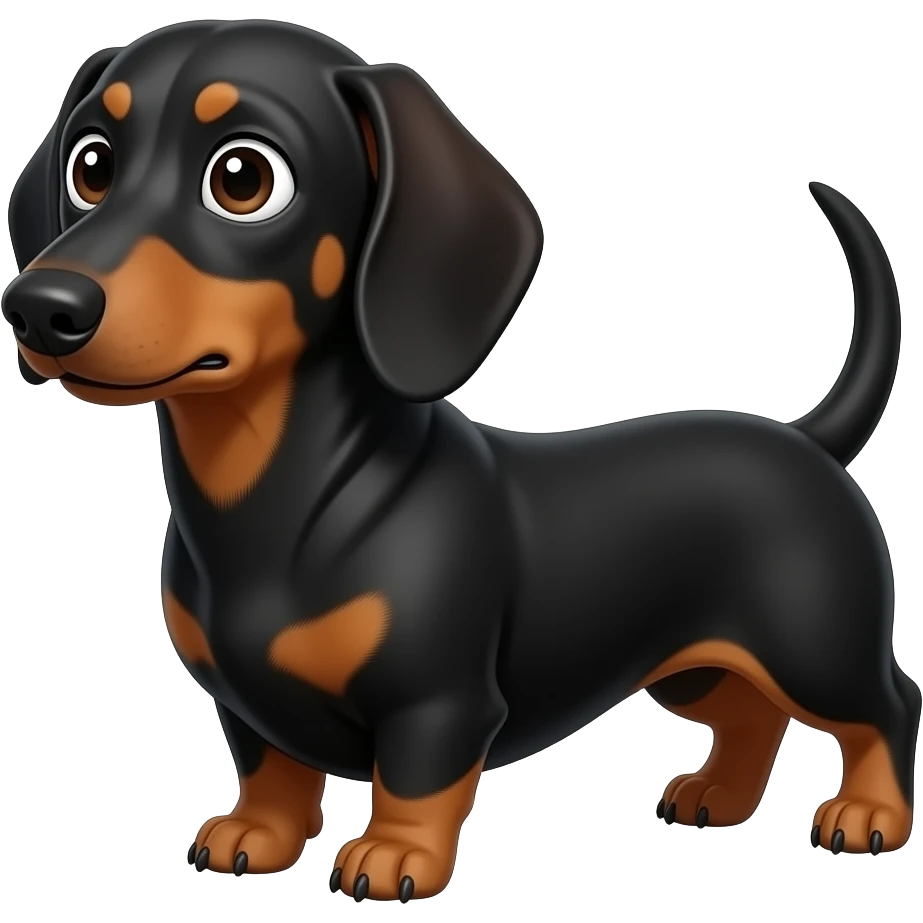 surprised dachshund look away full body black and brown emoji
