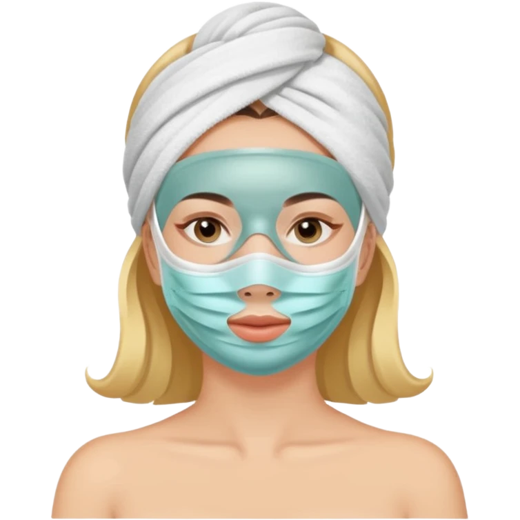 Lady with face mask spa beauty full face relaxing emoji