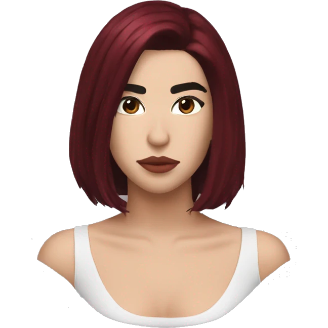 Dua Lipa with dark red hair emoji