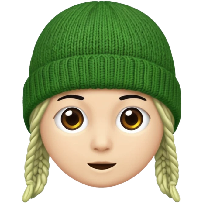 a green beanie with no person emoji