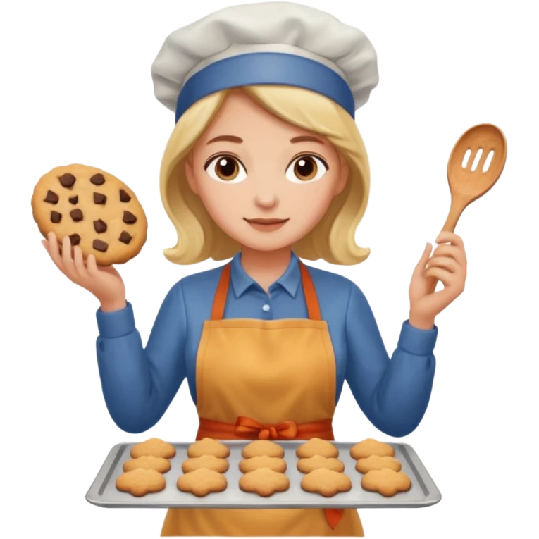 Woman baking fall cookies emoji