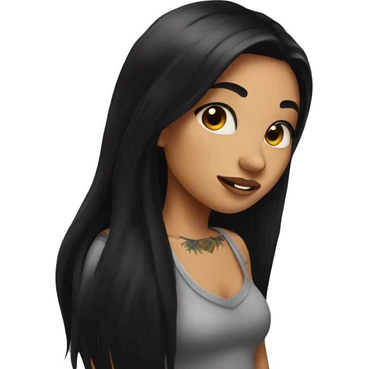 Girl with long black hair and tattoos  emoji