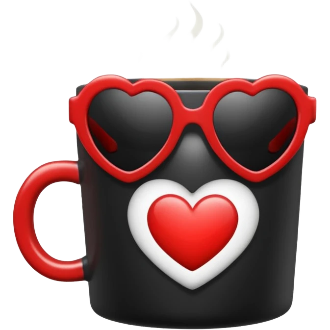 heart with black sunglasses and a coffee mug emoji