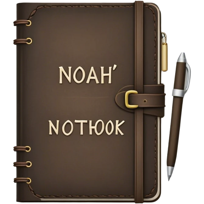 A dark notebook with the text "Noah's Notebook" emoji