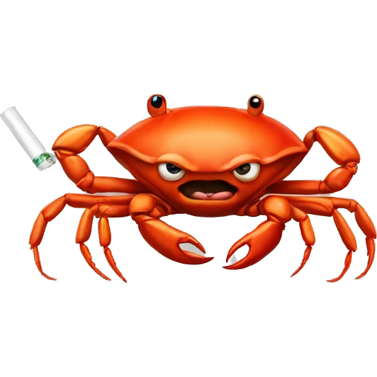 Crab smoking cigarette emoji