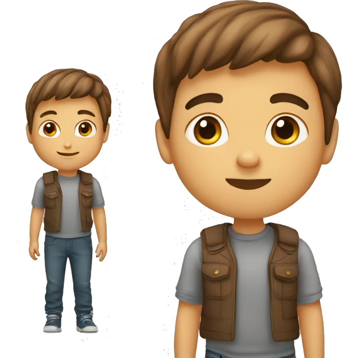 un niño con pelo liso, corto y rubio con ojos marrones emoji