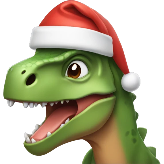 Dinosaur in christmas hat emoji