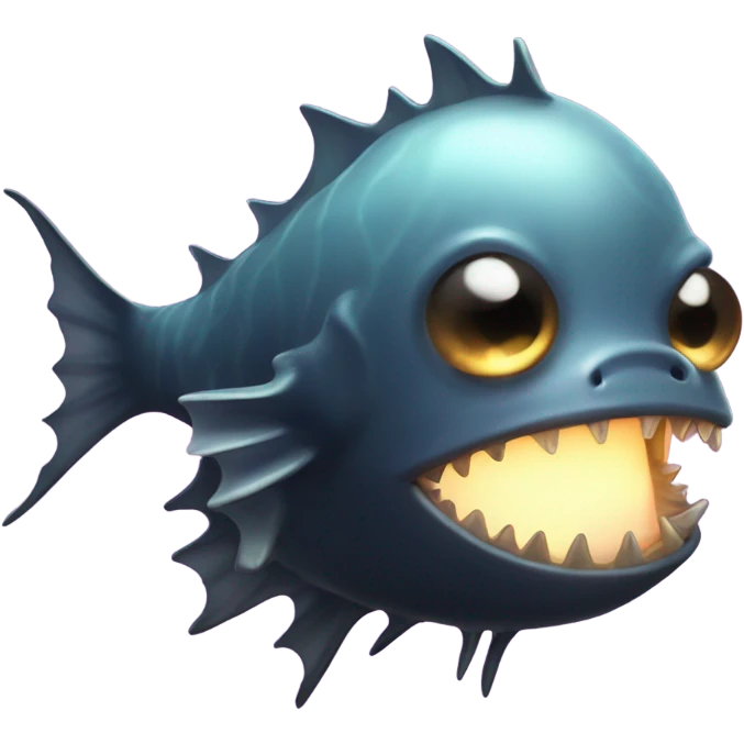 Anglerfish with glowing lure, sharp teeth, and big eyes. emoji