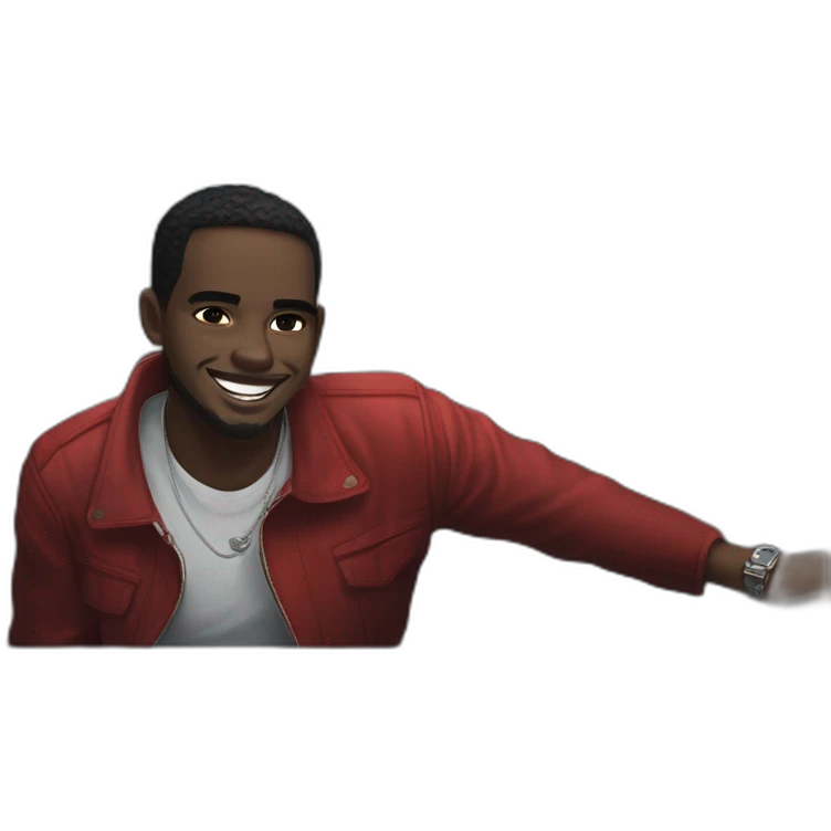 smiling man in red jacket emoji