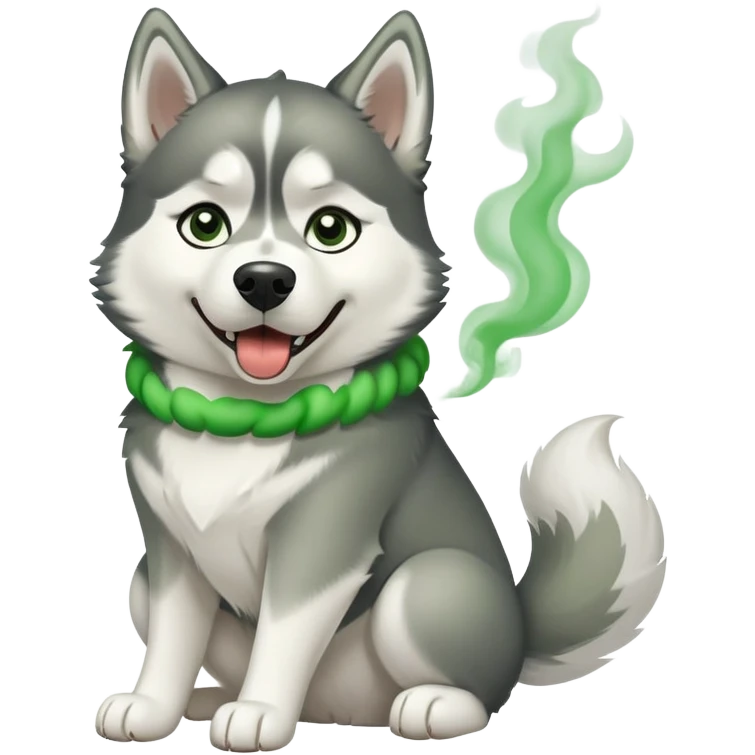 Husky dog farting green smoke emoji