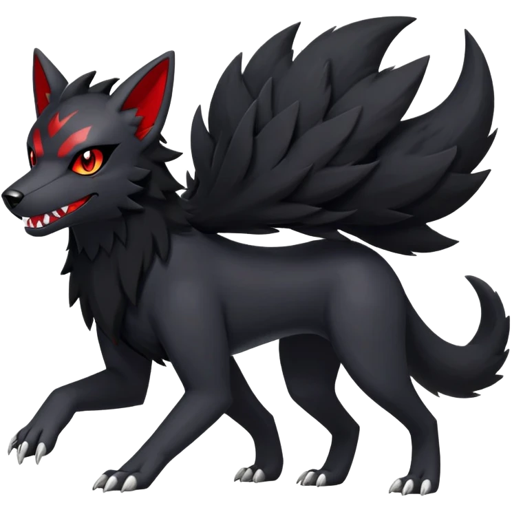 Shiny Exotic Excessive Mysterious Houndour-Poochyena-Pokémon-Fakémon-hybrid-creature (full body) emoji