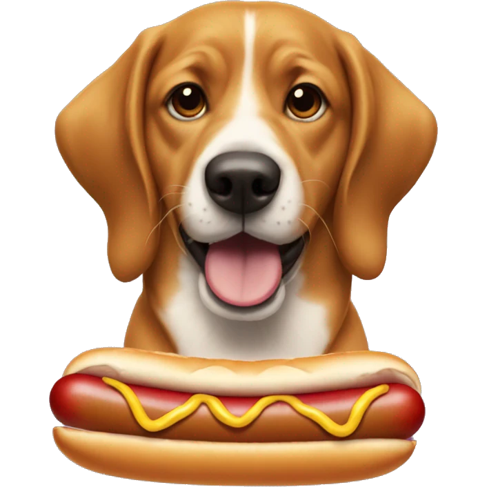 dog eating a giant hot dog emoji