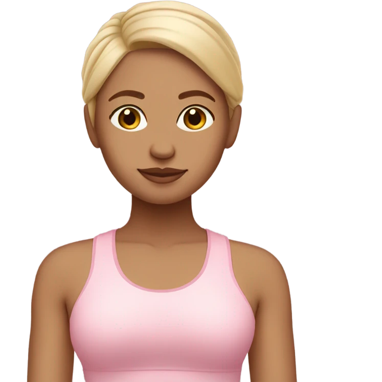 Dark blonde yoga girl light pink clothes n emoji