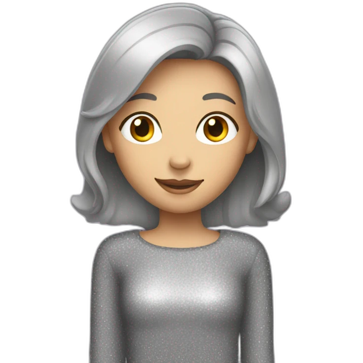 Gray straight haired girl with sparkles around emoji