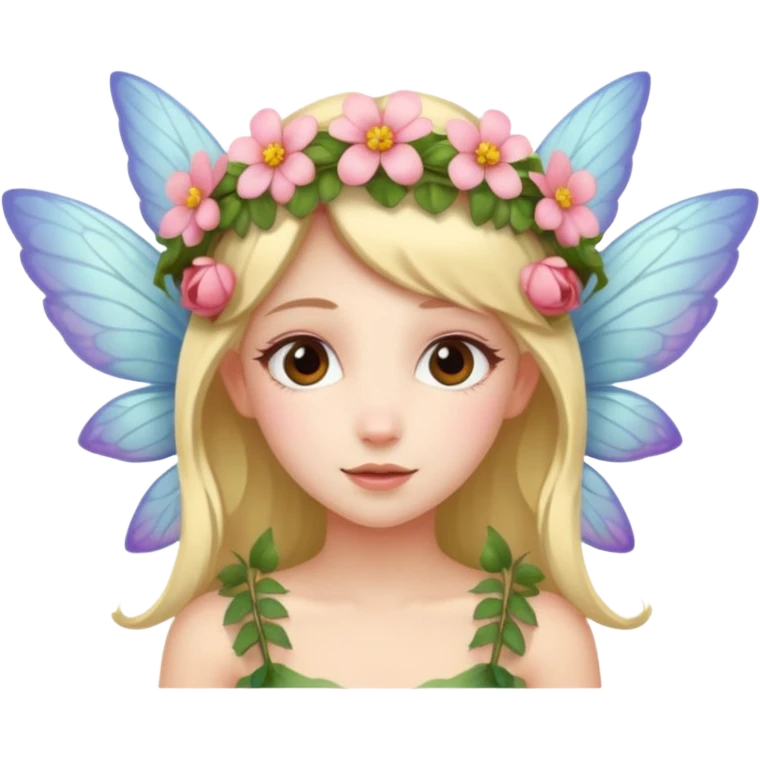 Fairy with wings flower crown on head emoji