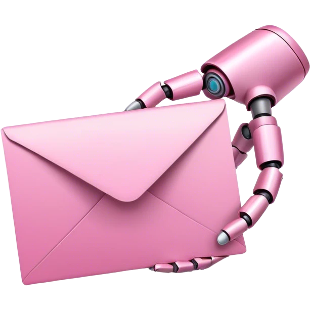 pink robotic hand holding email envolope emoji