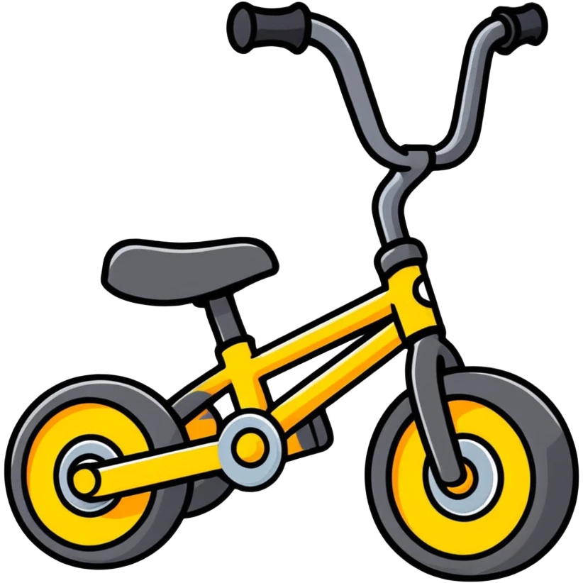 kid's bike with 4 wheels, simple and playful, cartoon style emoji